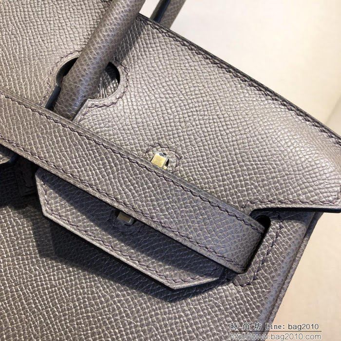 HERMES愛馬仕 鉑金包 Birkin 30cm Epsom 8F Etain 錫器灰 金扣 頂級工藝 純手縫蠟線 時尚手提包  Ama1210